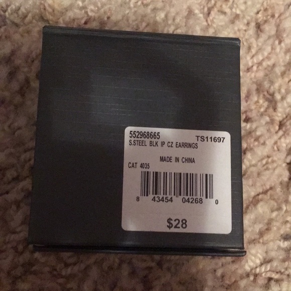 Men's Stainless Steel Black IP CZ Earrings - Picture 2 of 4